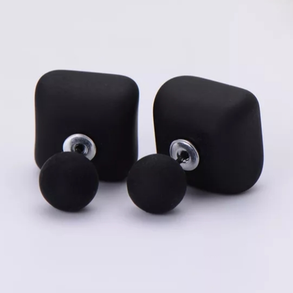 ⚫Black Double🕳Side⚫Ball & ⬛Square Earrings⚫